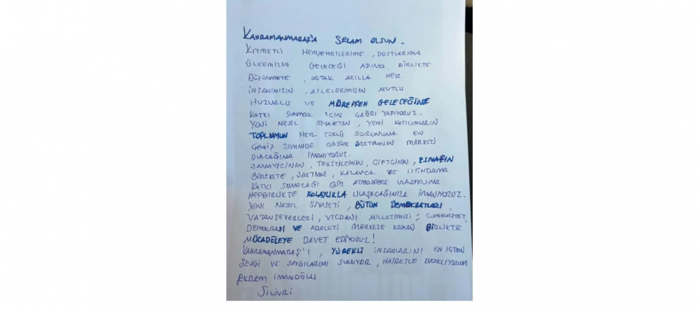 Ünal Ateş: Ekrem Başkanımızdan Kahramanmaraş’a Gönül Dolusu Sevgi Ve Birlik Çağrısı - GÜNDEM - İnternetin Ajansı